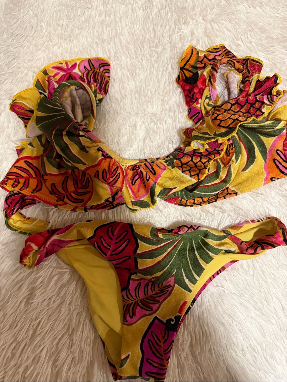 FARM Rio Yellow Multi Tropical Ruffle Bikini - Picture 6 of 6